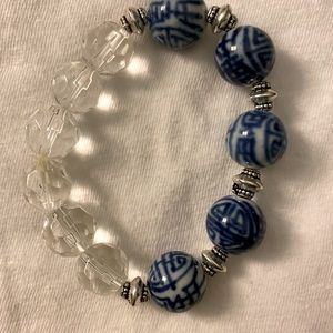 Clear crystal & blue stone bracelet